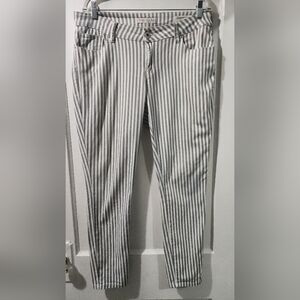 Y2K Guess Striped Skinny Pants in White and Gray